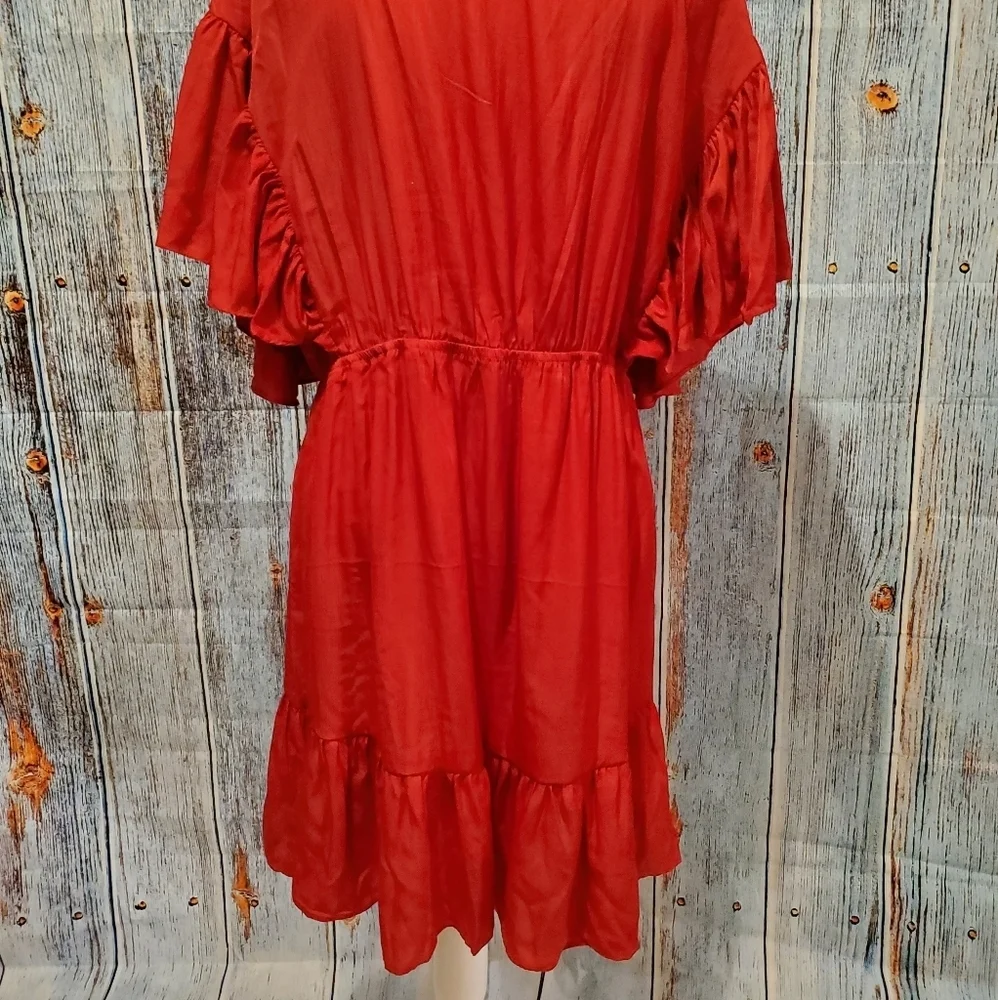 SHEIN Women's Surplice Neck Flutter Sleeve Ruffle Hem Dress - Picture 9 of 13